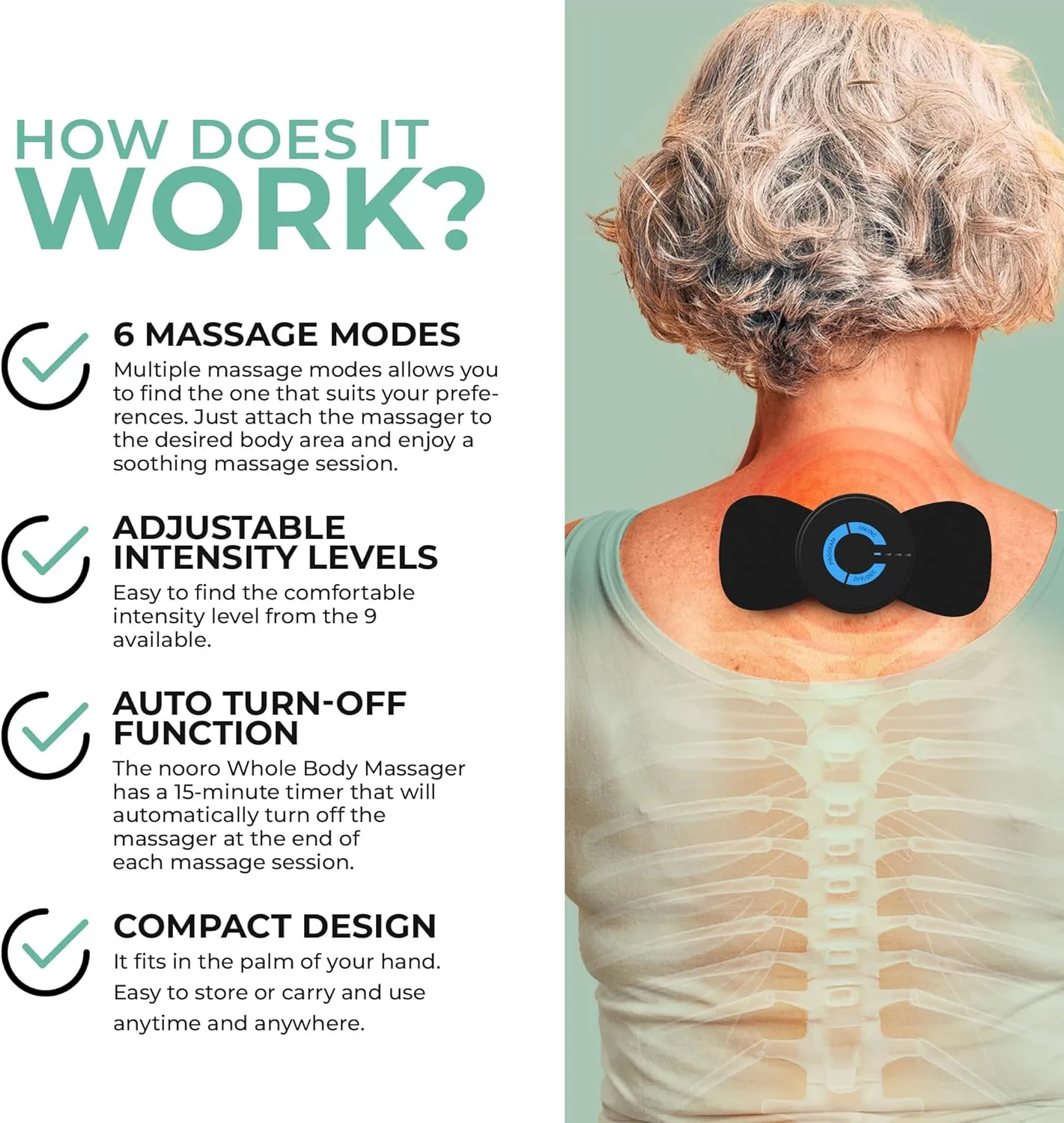 NEW nooro Whole Body Massager Portable & Rechargeable | Cordless Massager | Effective Legs, Shoulder & Back Massage Techniques | Muscle Massager for Travel, Home & Office Use for Man and Woman, Retails $65 