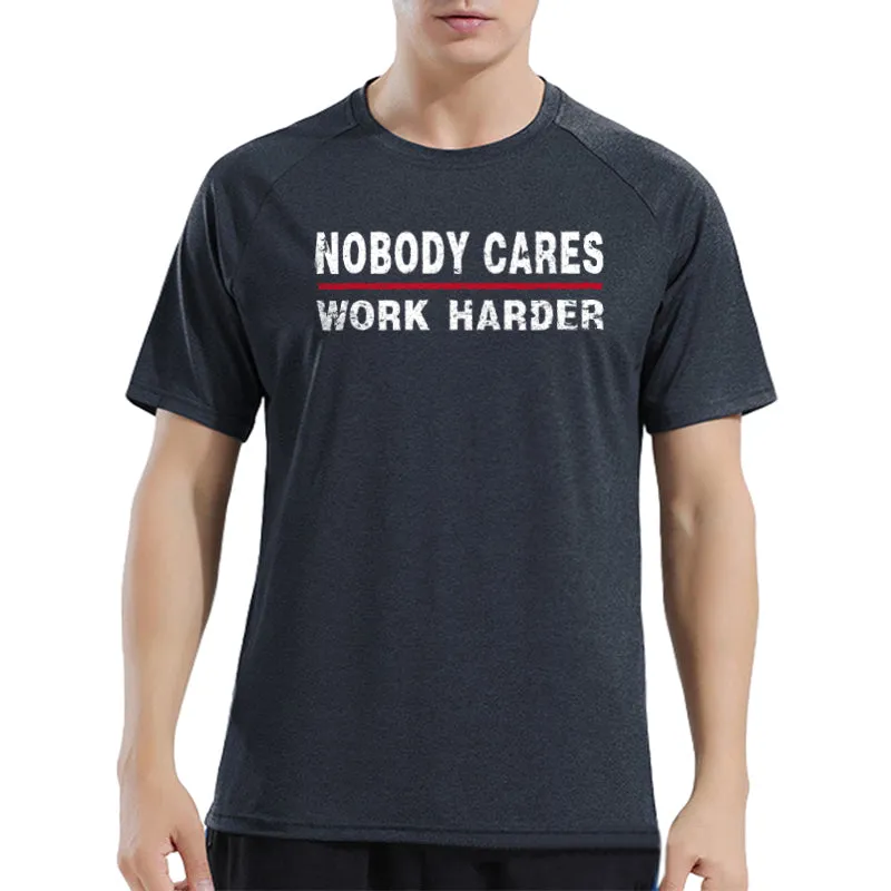 NOBODY CARES WORK HARDER GRAPHIC ICE SILK RAGLAN TEE
