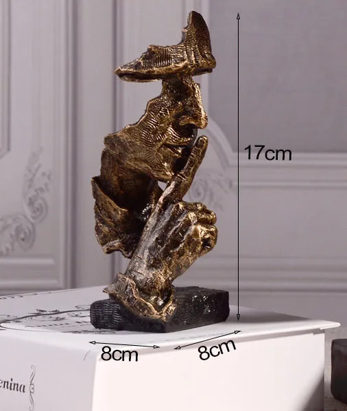 Nordic Silence Is Gold Statue Resin Abstract Sculpture Figurine..