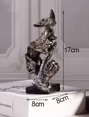 Nordic Silence Is Gold Statue Resin Abstract Sculpture Figurine..