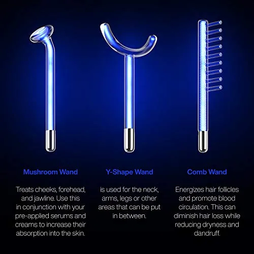 NuDerma Clinical Skin Therapy Wand - Portable High Frequency Skin Therapy Machine w 6 Fusion Neon   Argon Wands – Anti Aging - Blemish & Spot Control - Skin Tightening & Radiance - Wrinkle Reducing