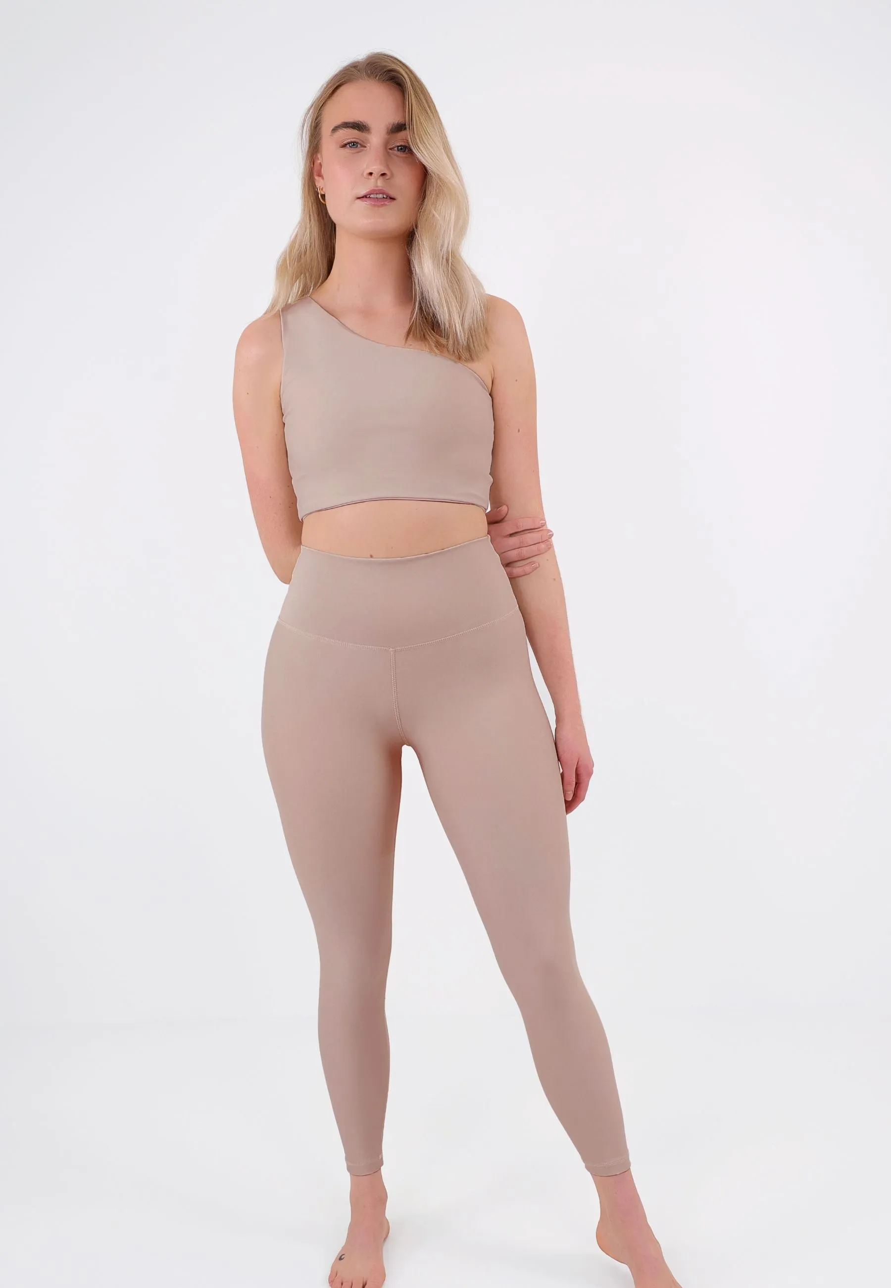 One Shoulder Yoga Top - Taupe