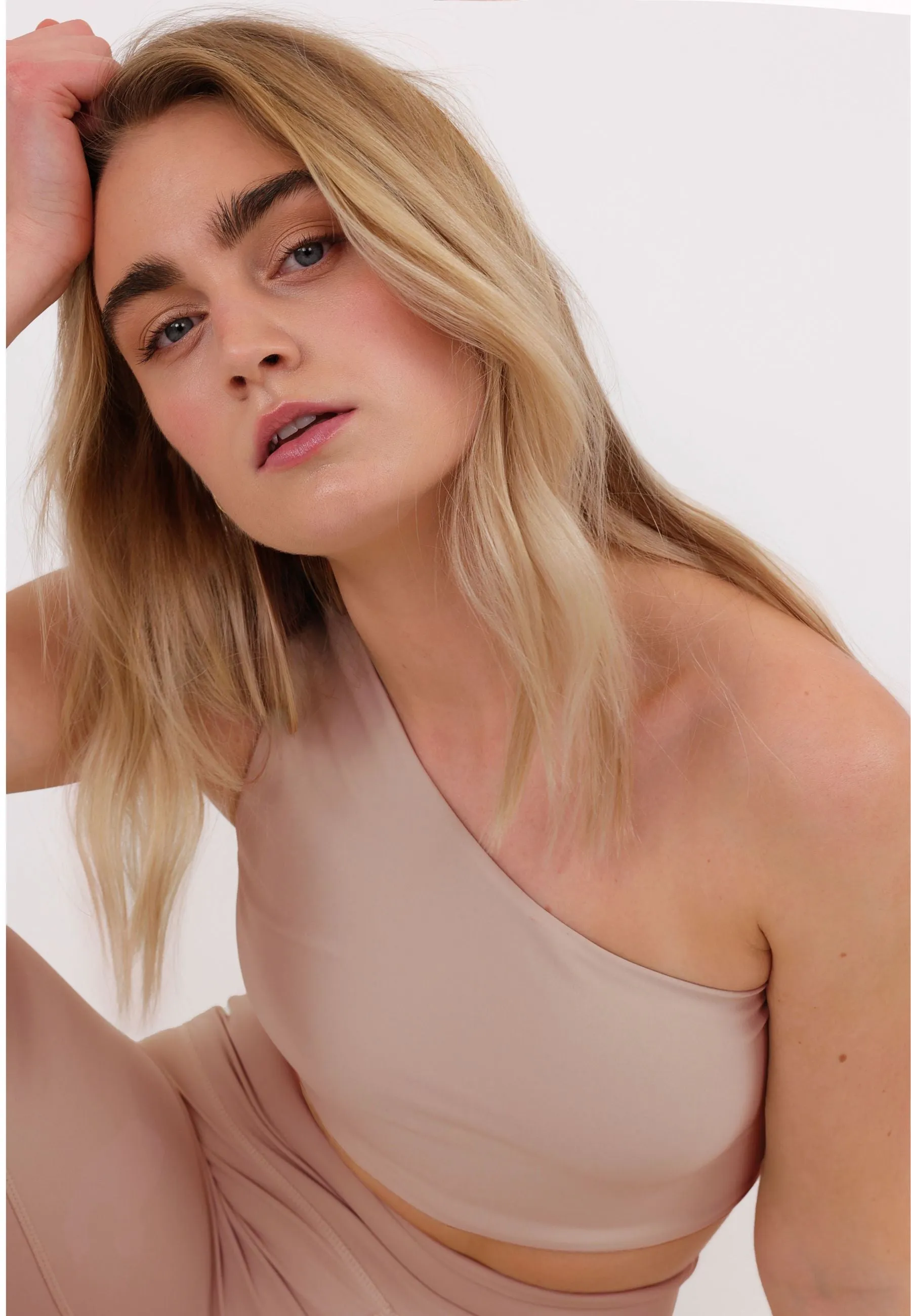 One Shoulder Yoga Top - Taupe