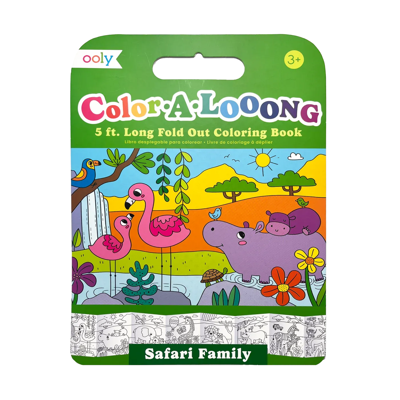 Ooly Color-A-Looong 5' Fold Out Kids Coloring Book - Safari Family