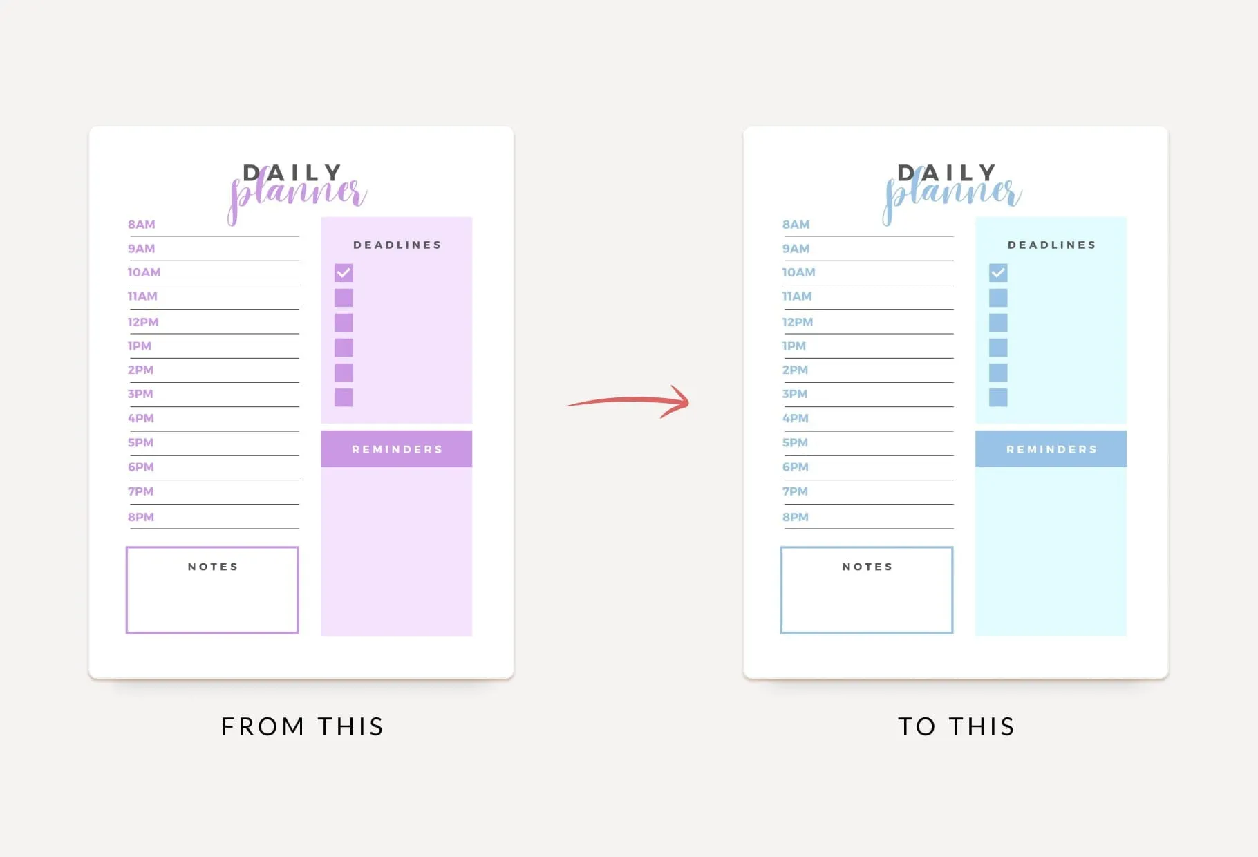 Pastel Purple Daily Planner Printable and Editable Canva Template