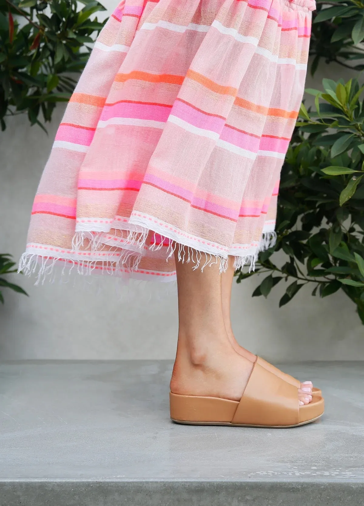 Pelican Leather Platform Sandal in Honey