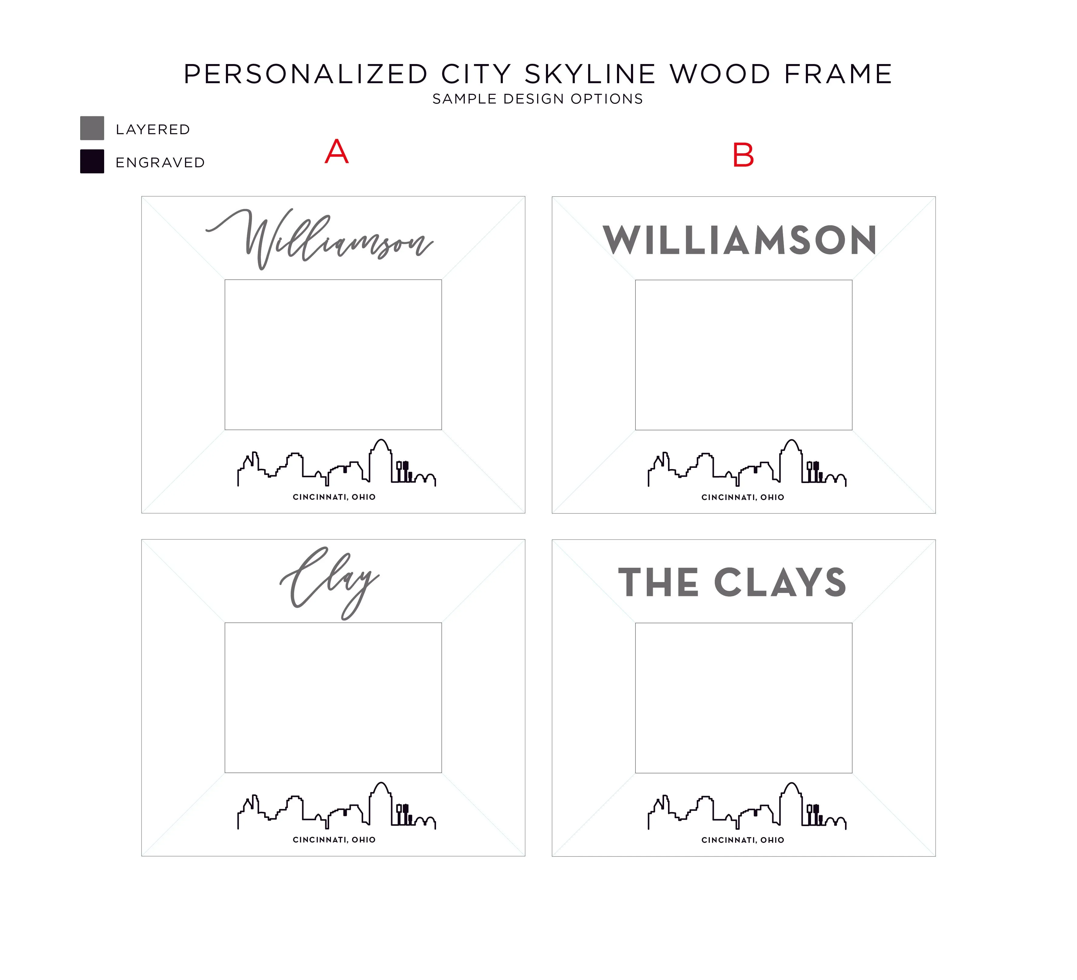 Personalized City Skyline Wood Frame