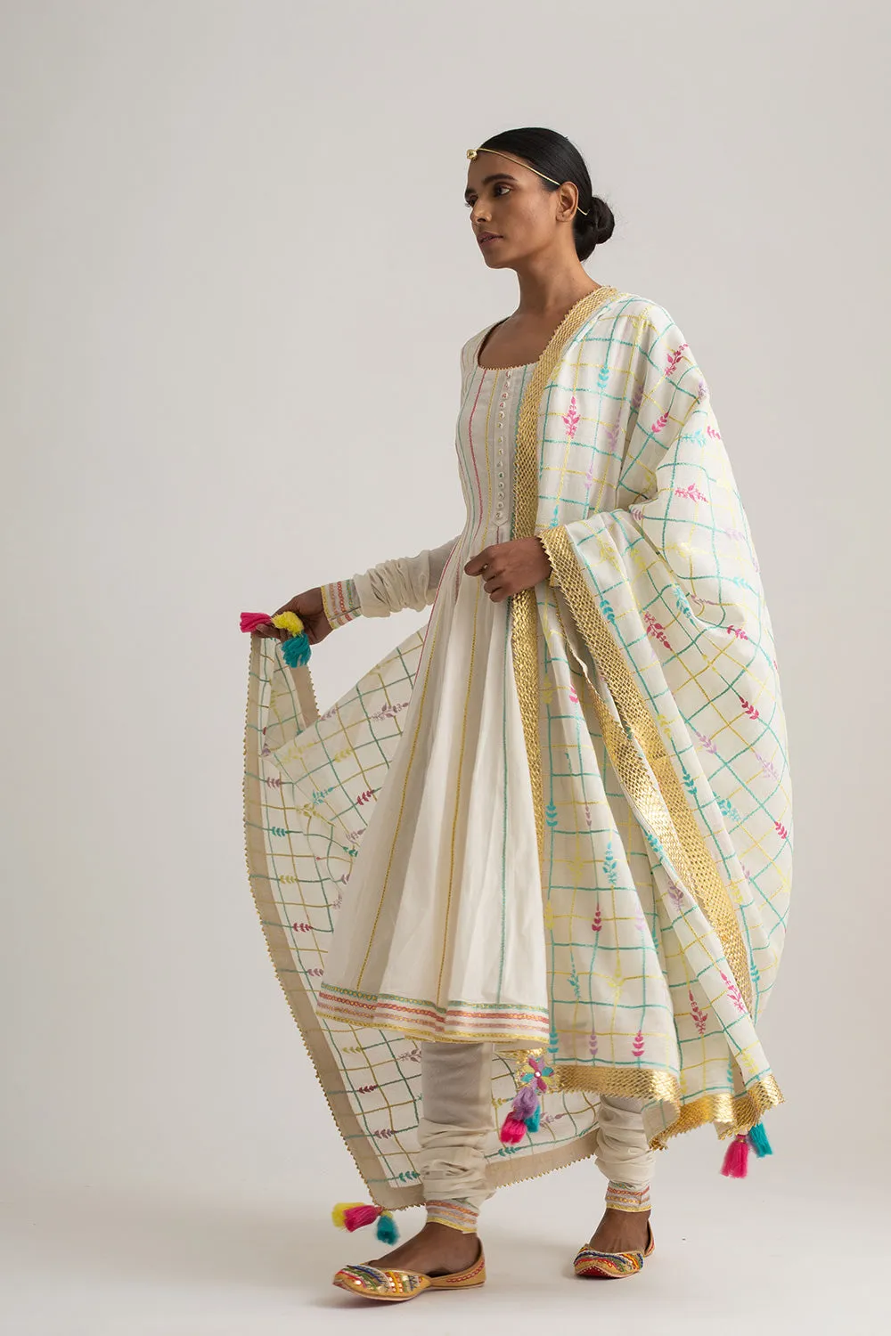 Phulkari Slim Stripes Anarkali Set
