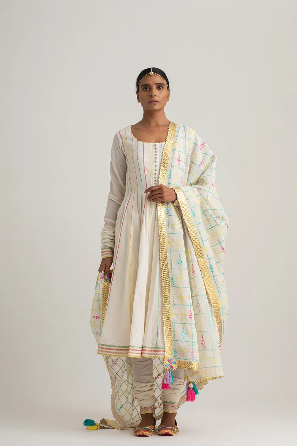 Phulkari Slim Stripes Anarkali Set