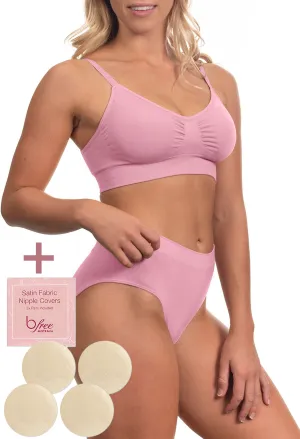 Pink Bamboo Bra   High Cut Set With FREE Nipple Covers
