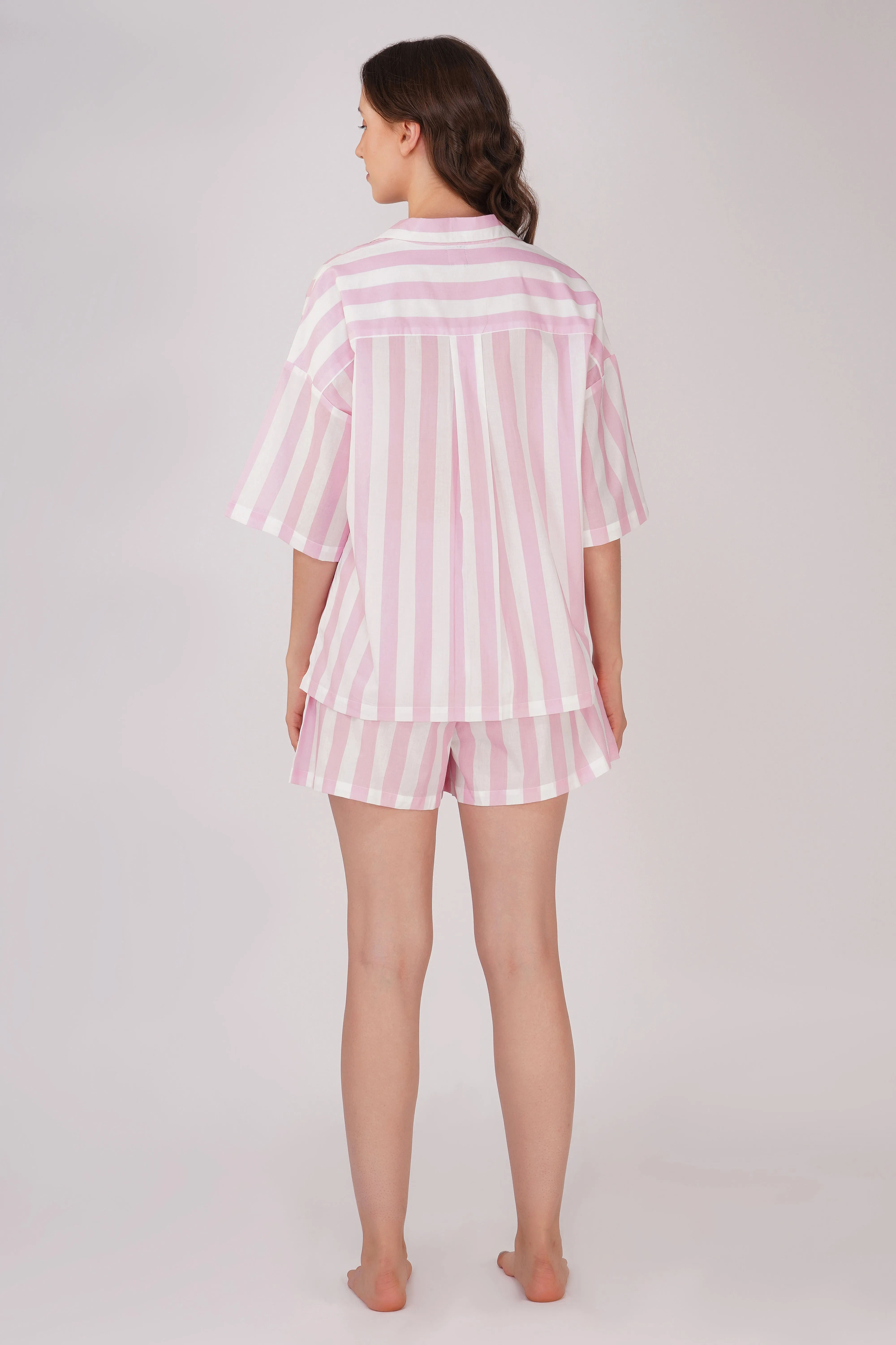 Pink Candy Stripes Shorts Set