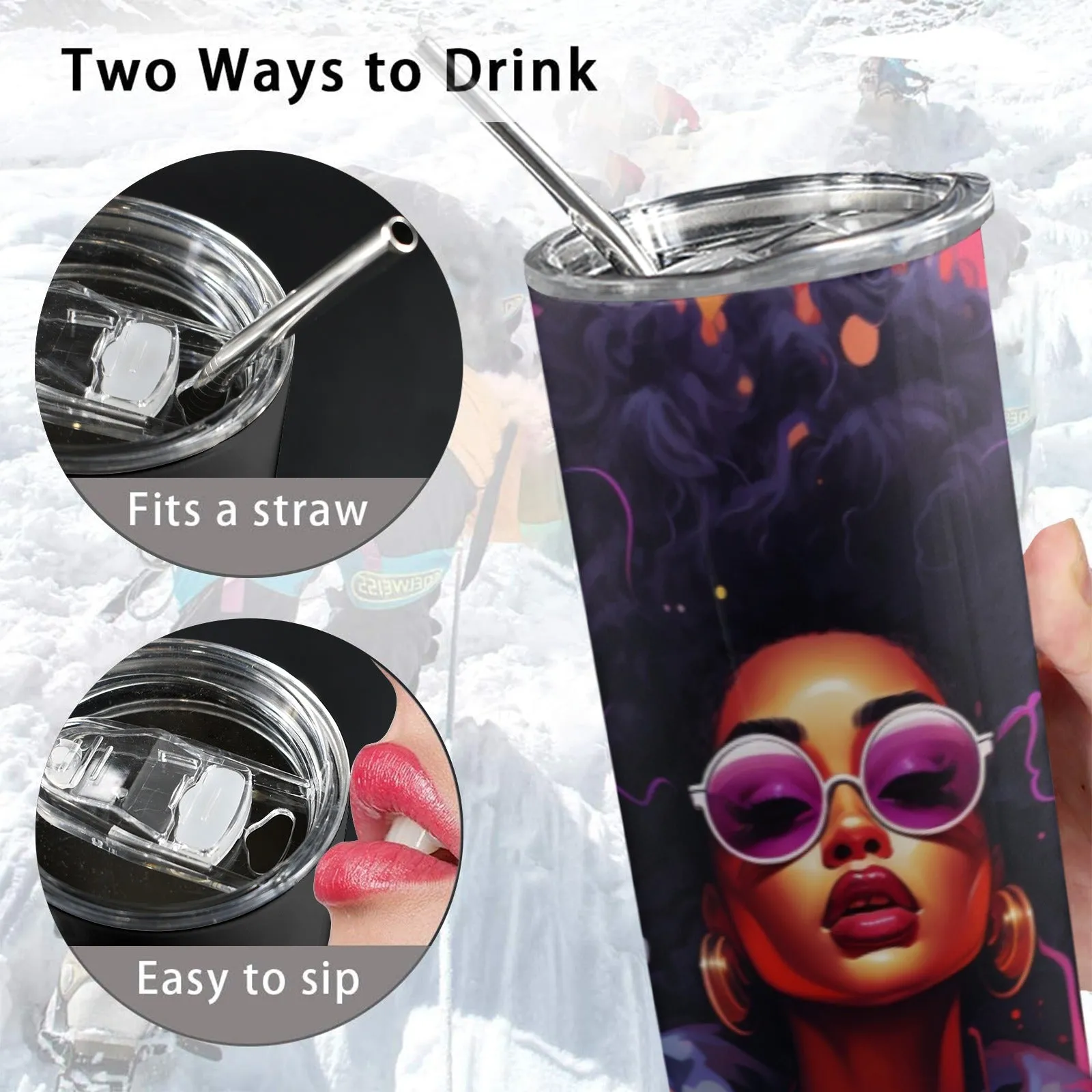 Pop Quench 20oz Tall Skinny Tumbler with Lid and Straw