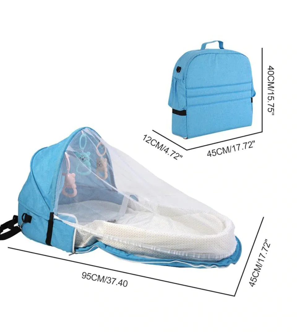 Portable Baby Travel Cot with Mosquito Net Pop Up Travel Cot with Bassinet Multi-function Baby Bed Crib