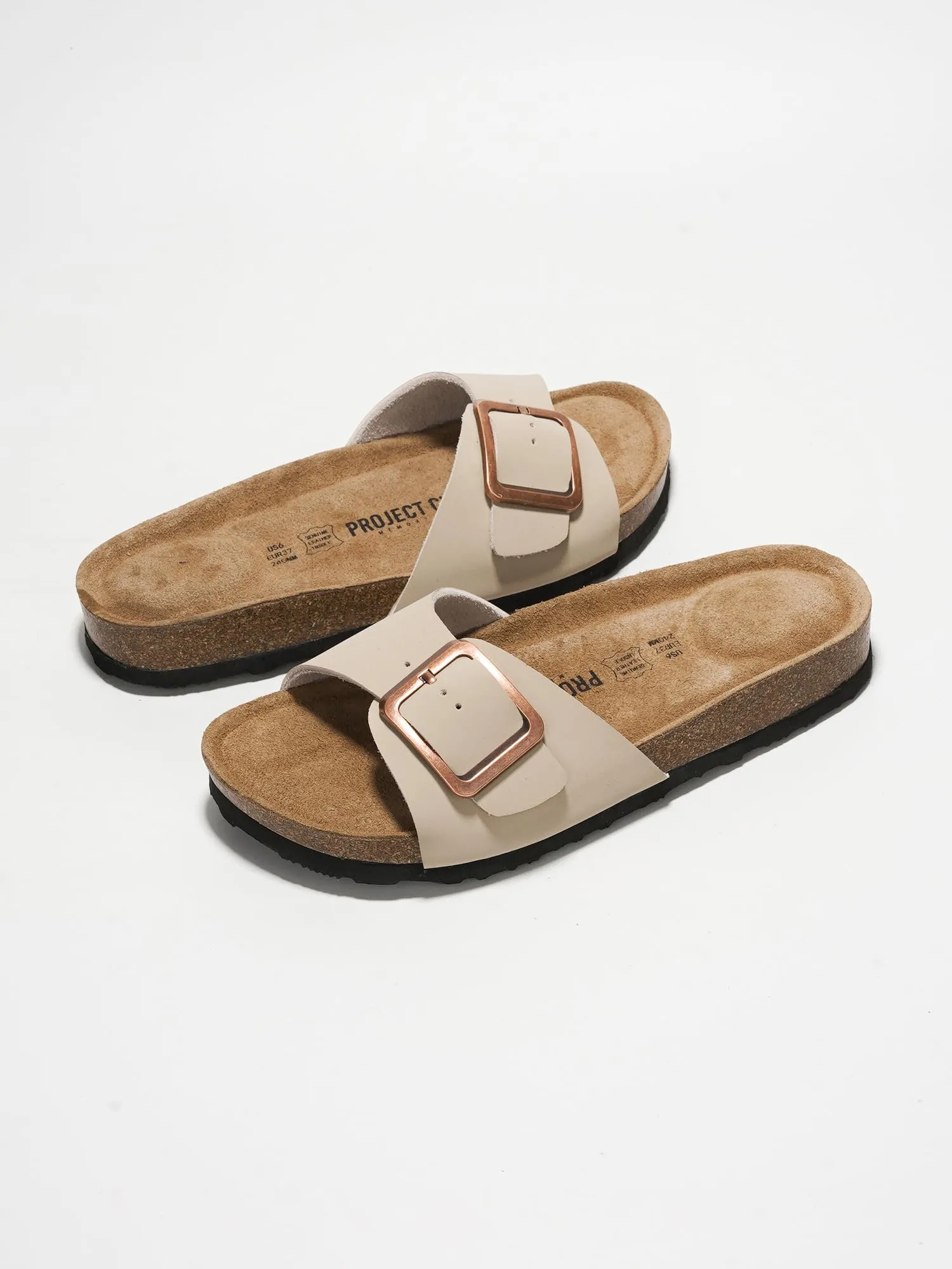 Project Cloud Genuine Leather Sandals Women Dressy Summer Beach Essentials - Flip Flops & Slides with Memory Foam Insole Womens Sandals Comfortable Footwear (Ibiza, Nude, 7.5)