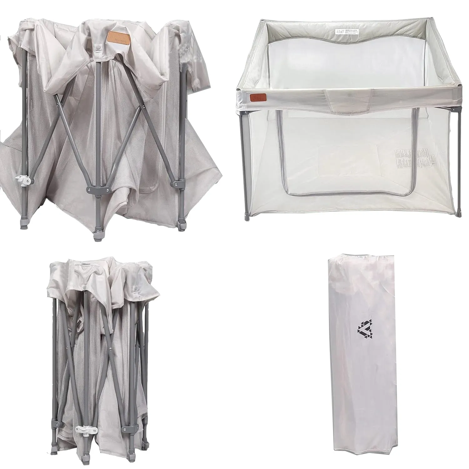 Quick Open & Close Folding | Foldable Playpen | Fitted Mat| Travel Bag | Grey | 110cm Square |0-36m