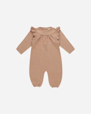 QUINCY MAE Long Sleeve Mira Knit Romper || Heathered Rose