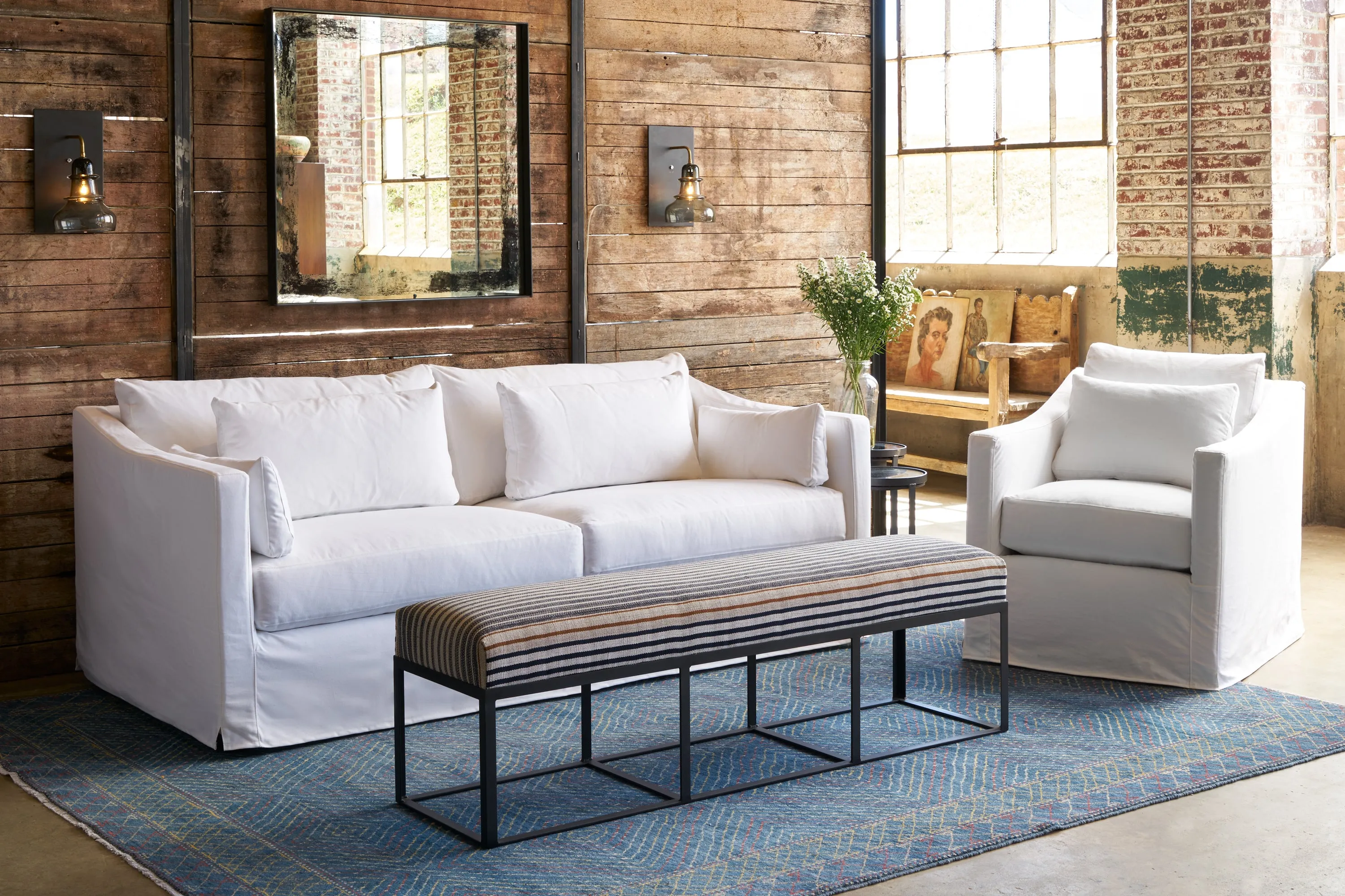 Rebecca Deluxe Sofa - Denim White