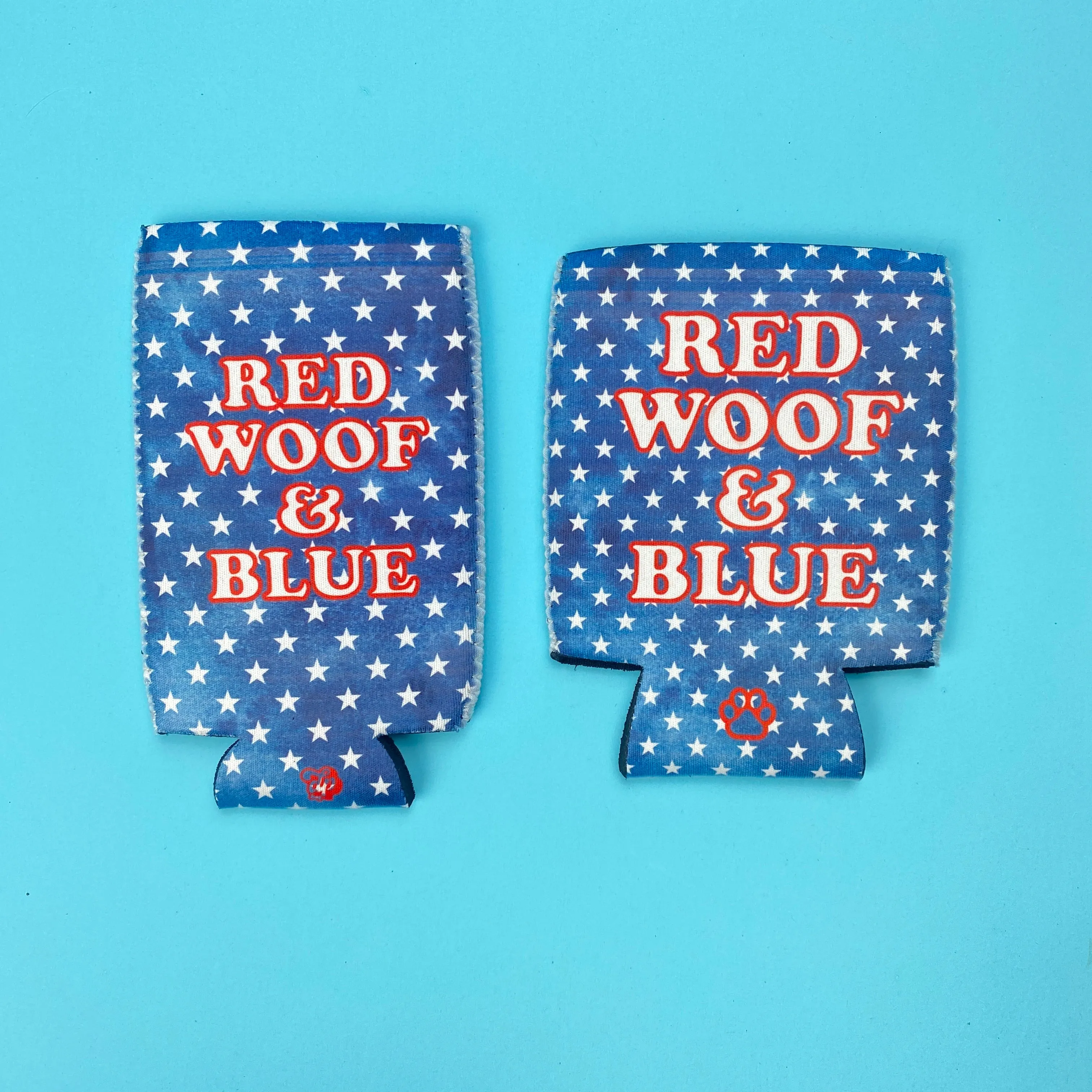 Red Woof & Blue Can Cooler