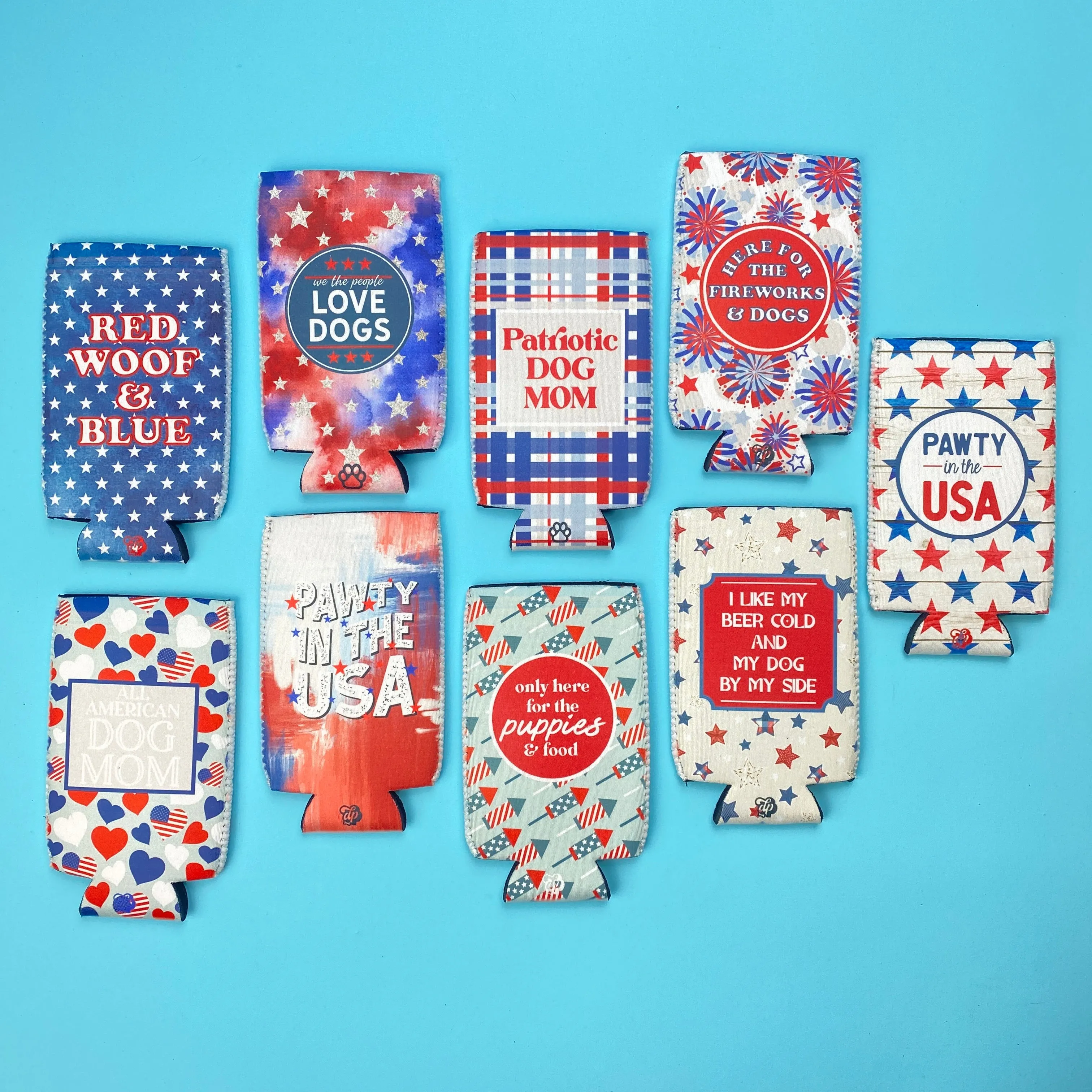 Red Woof & Blue Can Cooler