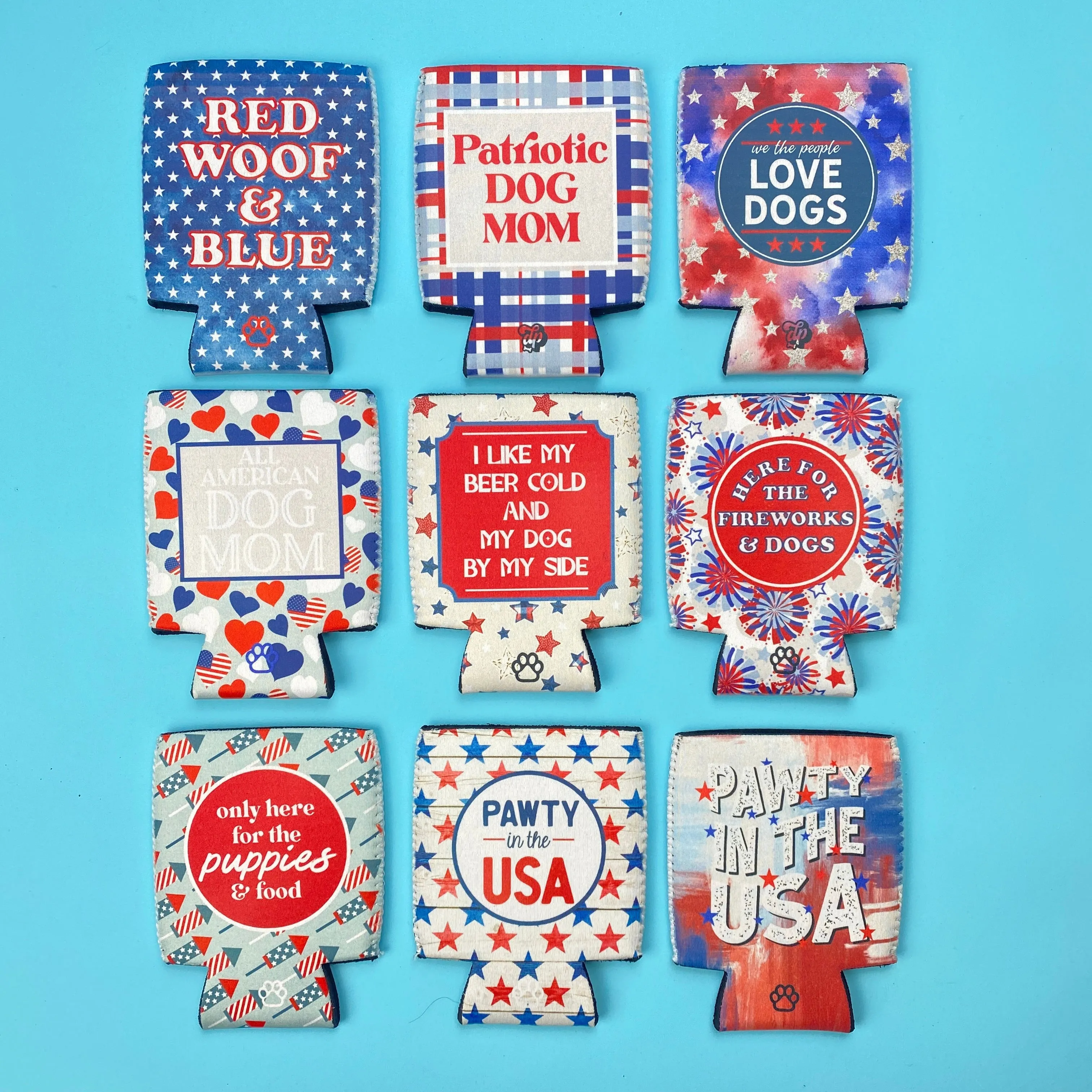 Red Woof & Blue Can Cooler