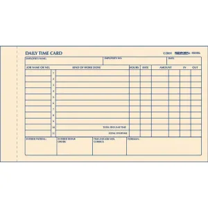 Rediform Daily Time Clock Cards