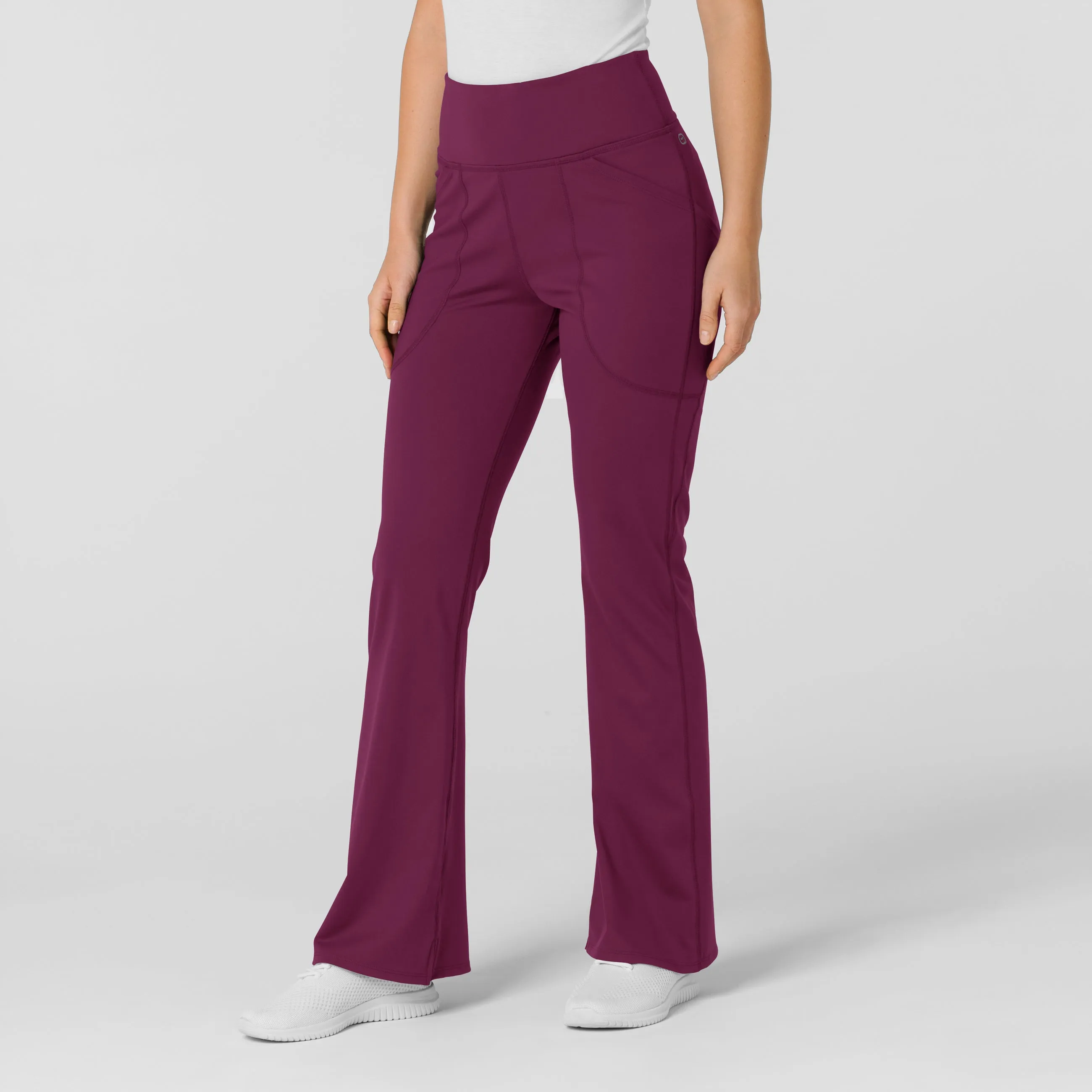 RENEW 5459 Knit Flare Yoga Scrub Pants Wine
