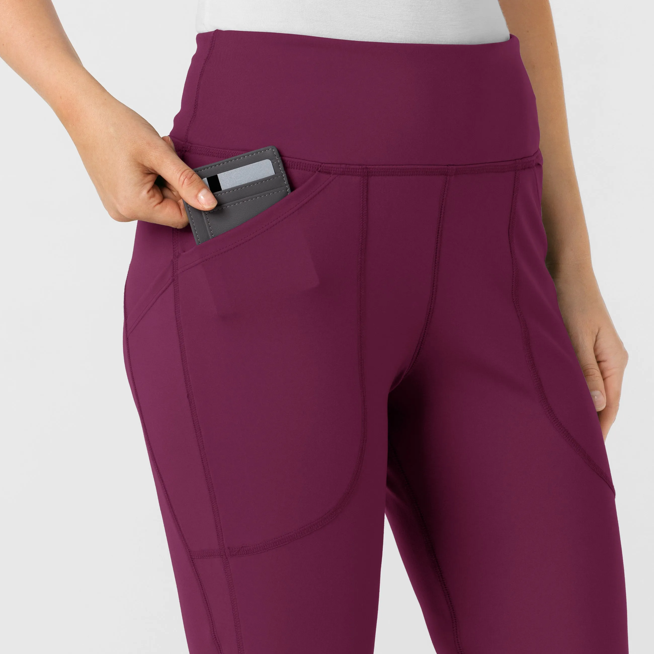 RENEW 5459 Knit Flare Yoga Scrub Pants Wine