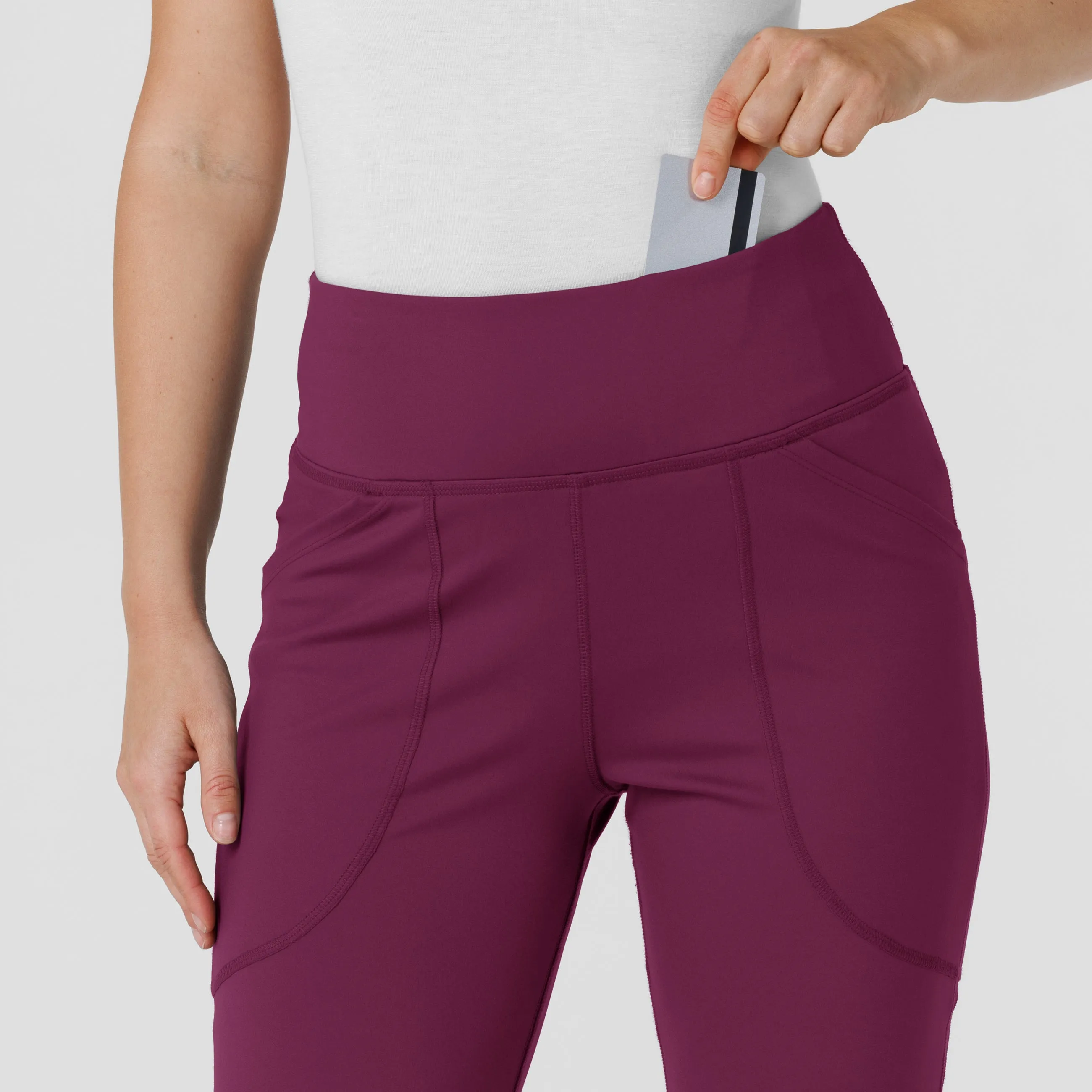 RENEW 5459 Knit Flare Yoga Scrub Pants Wine
