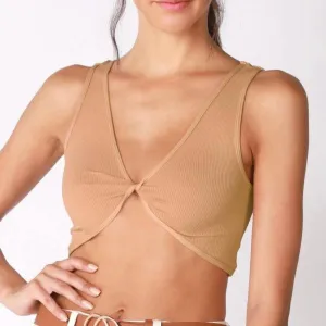 Reversible Twist Bralette - Tan
