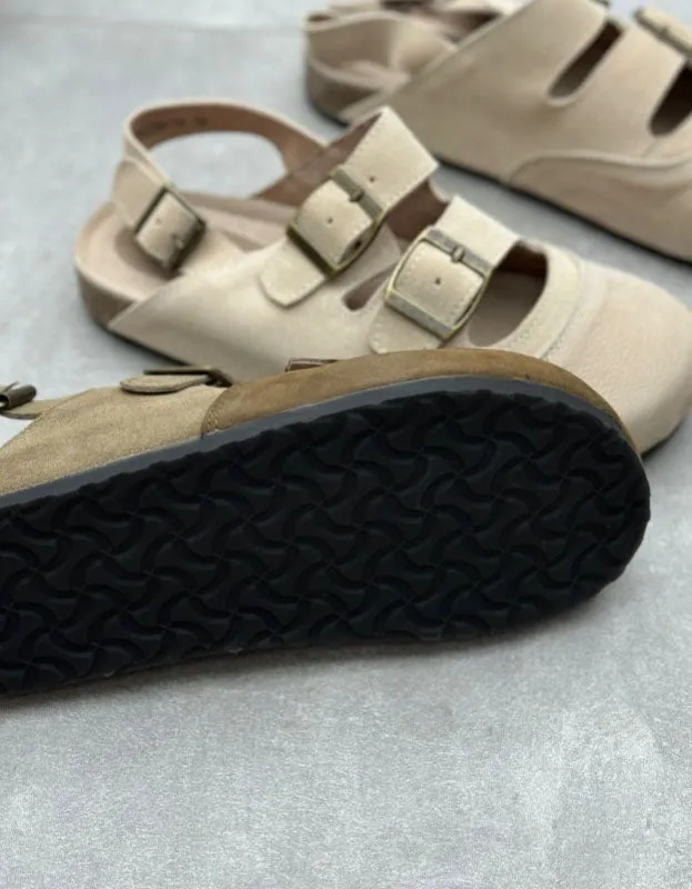 Round Head Soft Soles Double Straps Clogs Slingback