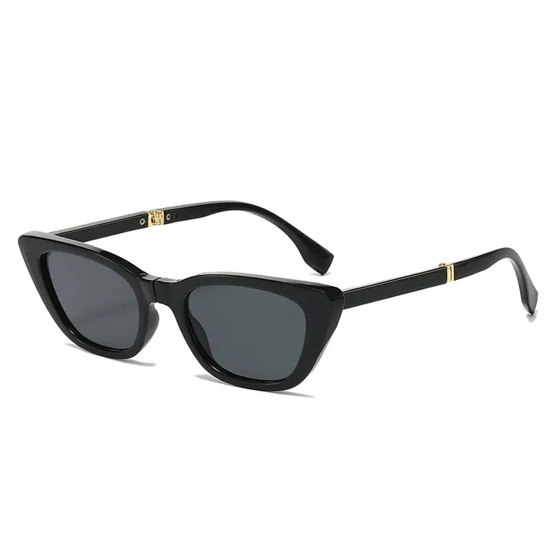 SHAUNA Small Cat Eye Folding Sunglasses