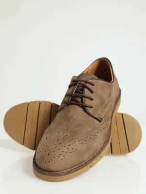 Smart Casual Pin Punch Track Sole Lace-Up - Brown