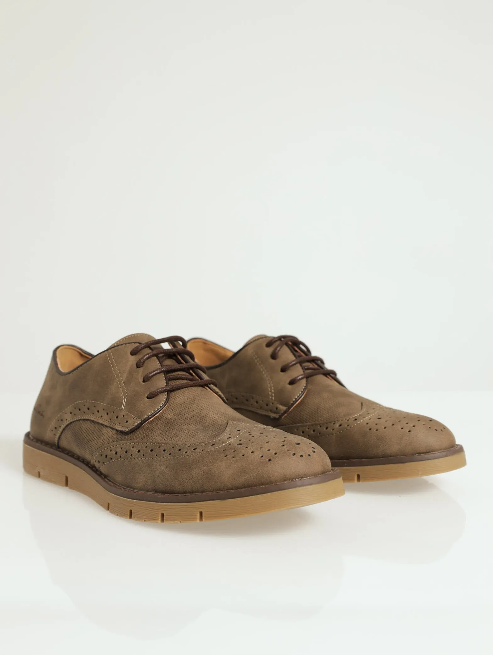 Smart Casual Pin Punch Track Sole Lace-Up - Brown