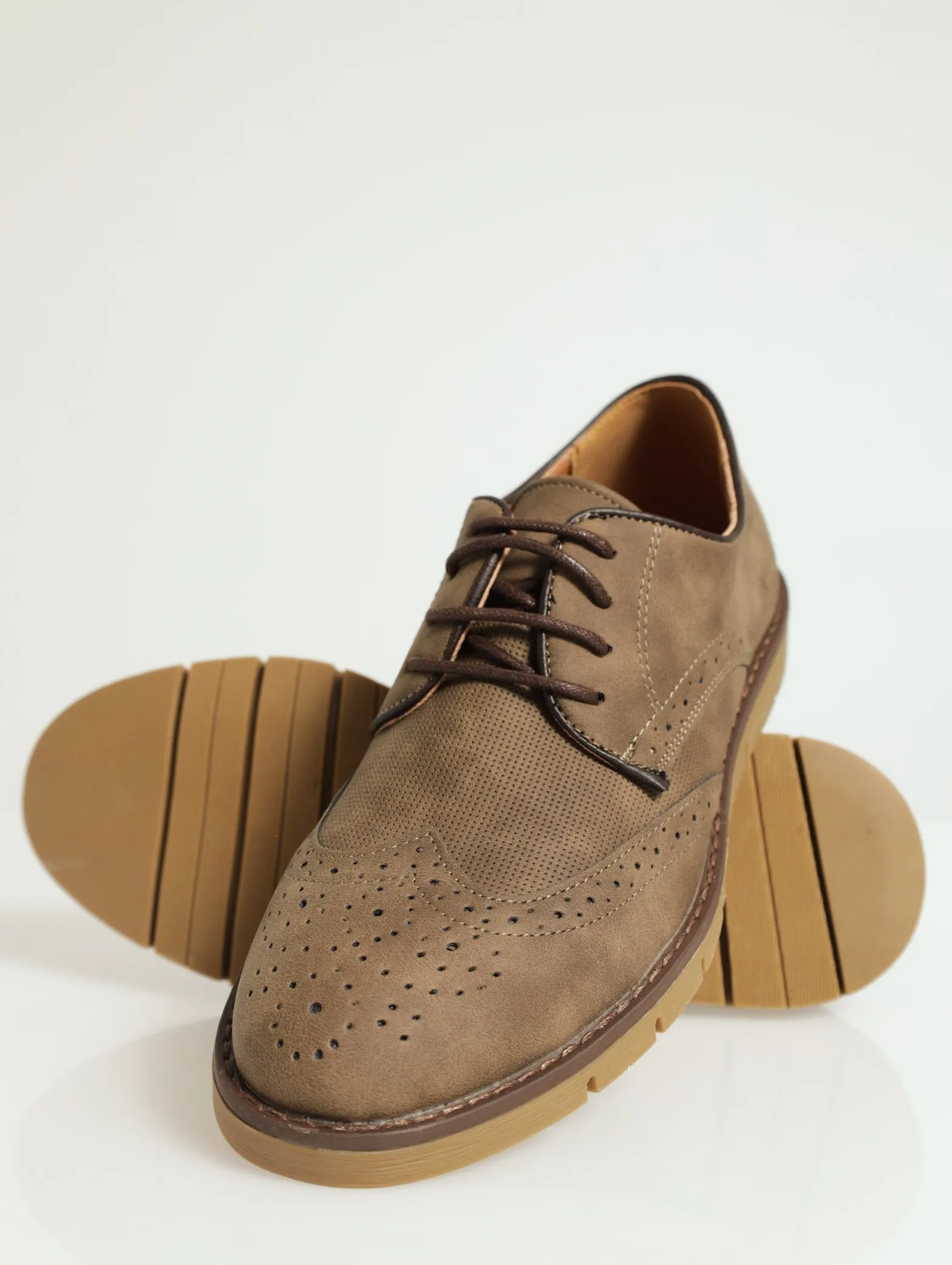 Smart Casual Pin Punch Track Sole Lace-Up - Brown