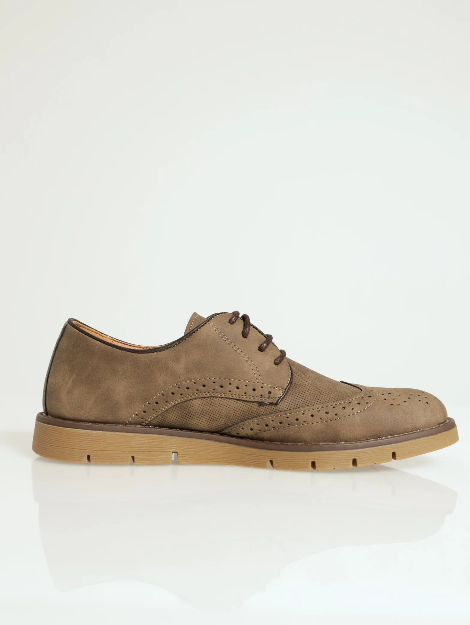 Smart Casual Pin Punch Track Sole Lace-Up - Brown