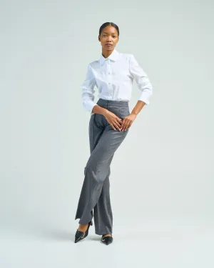 snap button front slim blouse
