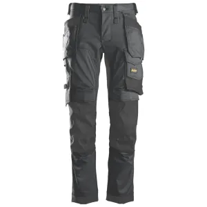 Snickers Work Trousers Mens Slim Fit Stretch Grey Black Multi Pocket 35"W 32"L