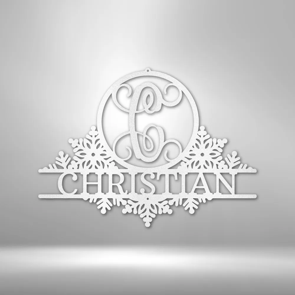 Snowfall Initial Monogram | Metal Wall Art