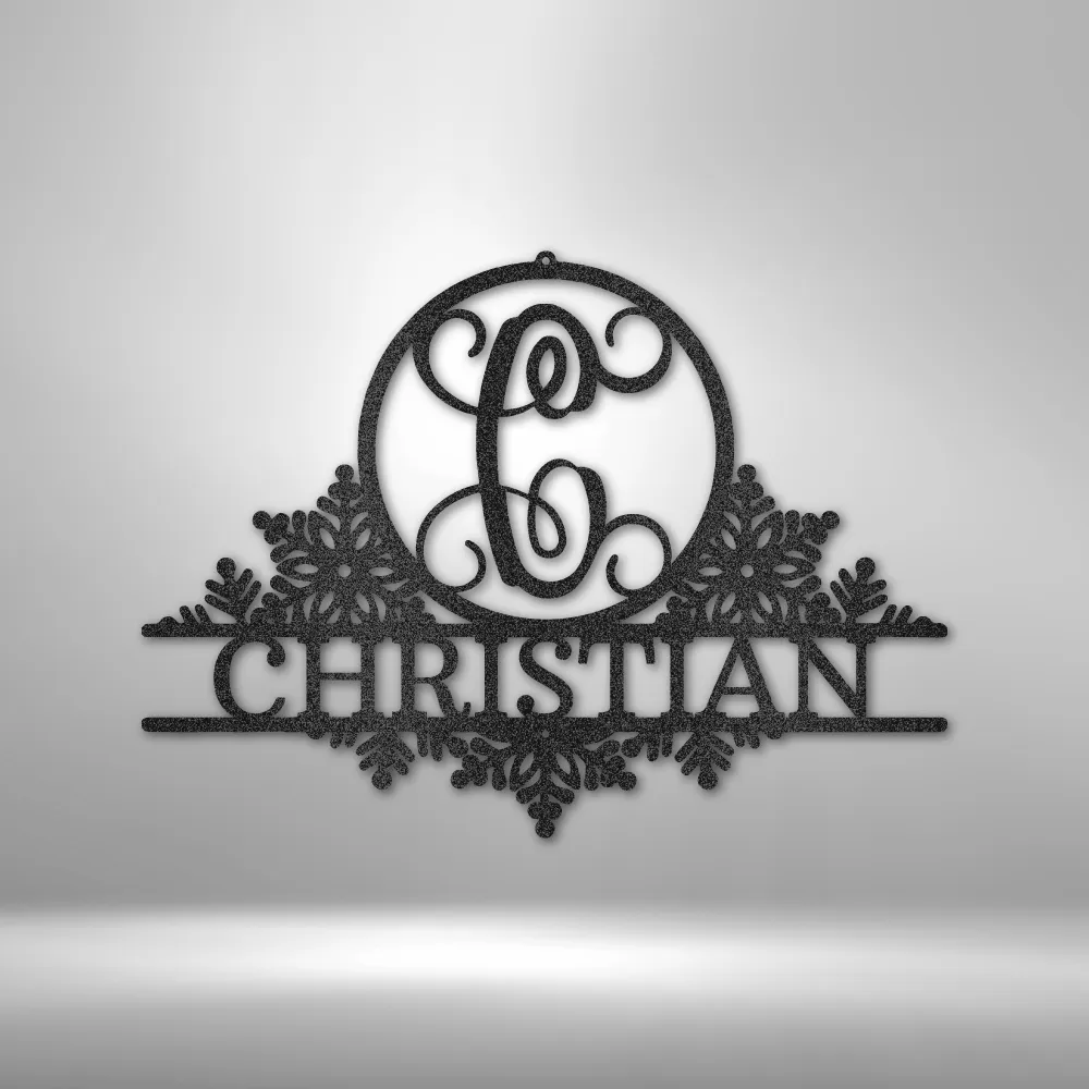 Snowfall Initial Monogram | Metal Wall Art
