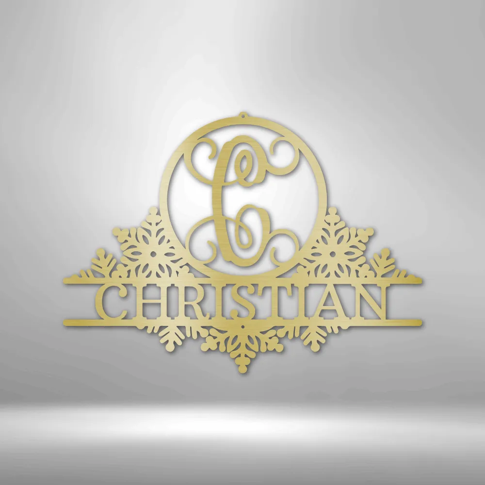 Snowfall Initial Monogram | Metal Wall Art