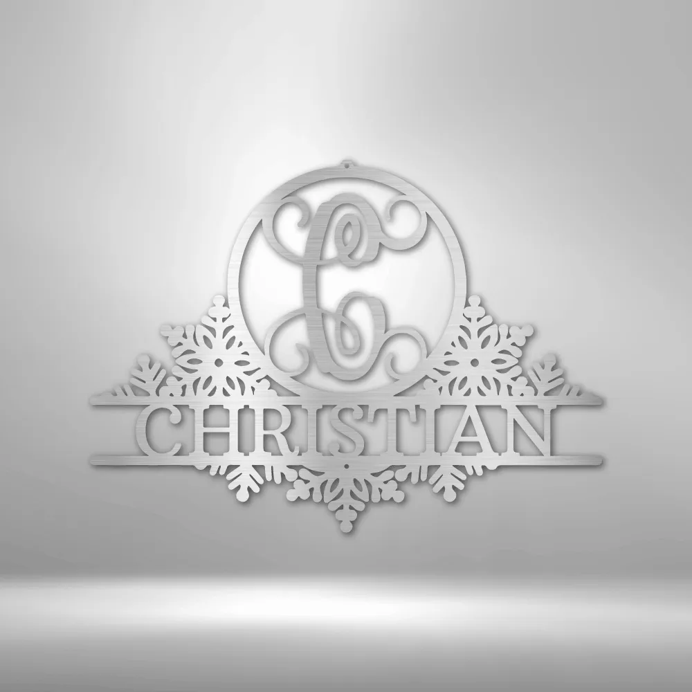 Snowfall Initial Monogram | Metal Wall Art