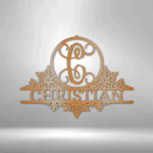 Snowfall Initial Monogram | Metal Wall Art