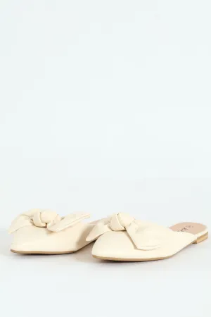 Soft Big Bow Push In Mule - Stone