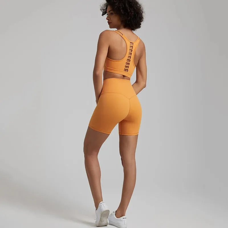 Soft Nylon Spandex Yoga Set - Workout Outfits for Women, Sport Bra, High Waist Shorts, 2 Piece Sets, Running Sportswear, Gym Clothing