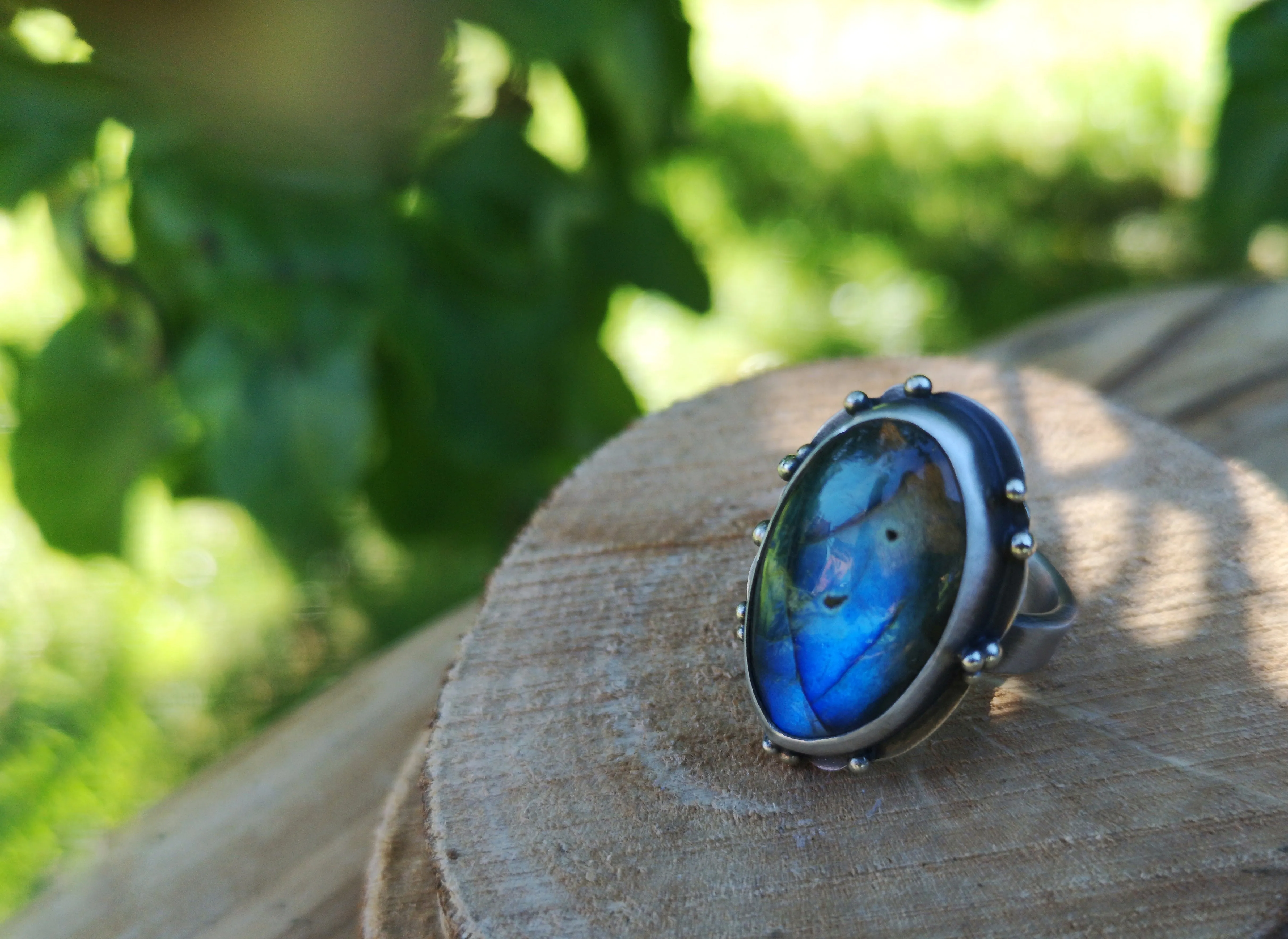 Soul Travel Ring - Labradorite Ring 7.5 US