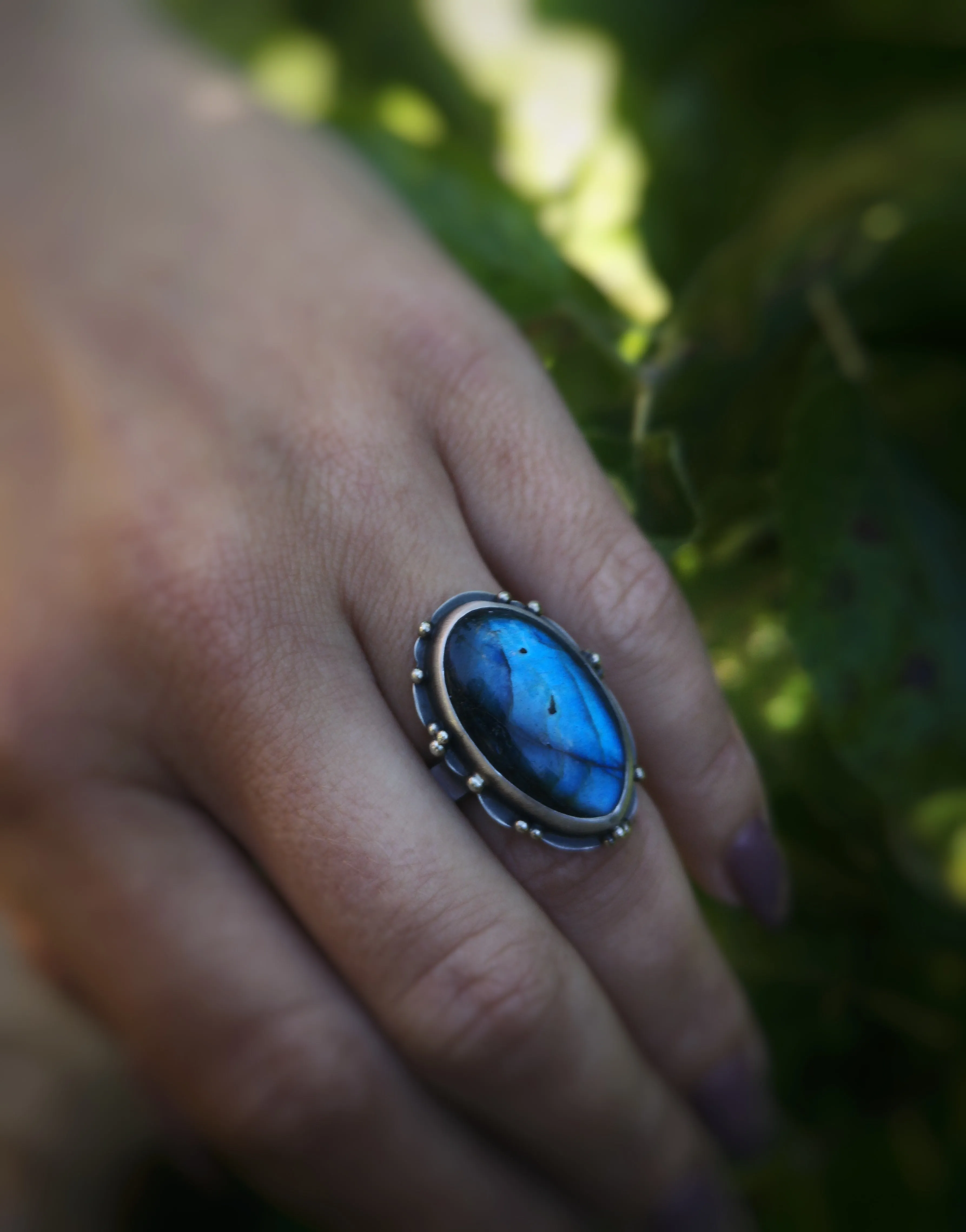 Soul Travel Ring - Labradorite Ring 7.5 US