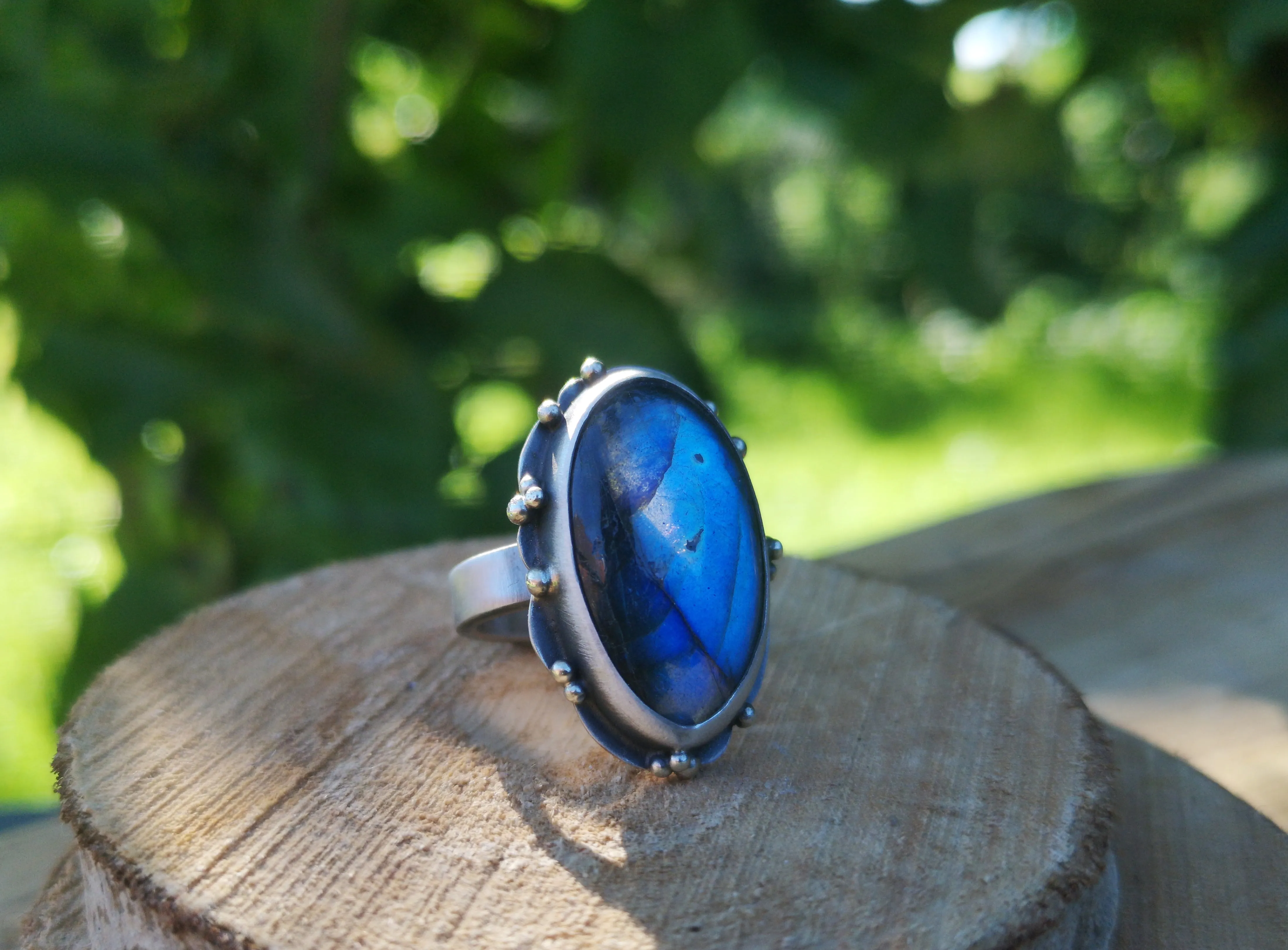 Soul Travel Ring - Labradorite Ring 7.5 US