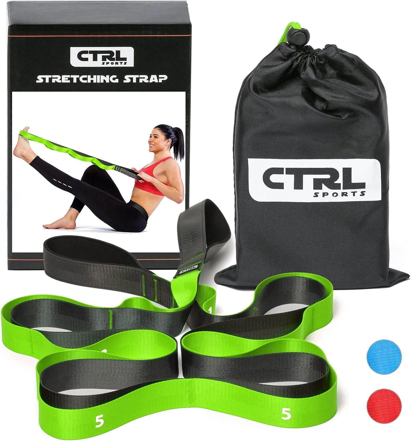 Stretching Strap with Loops - Non Elastic Stretch Band for Physical Therapy, Yoga Strap for Stretching Equipment, Stretch Bands for Exercise and Flexibility - Fascia, Hamstring & Leg Stretcher Belt