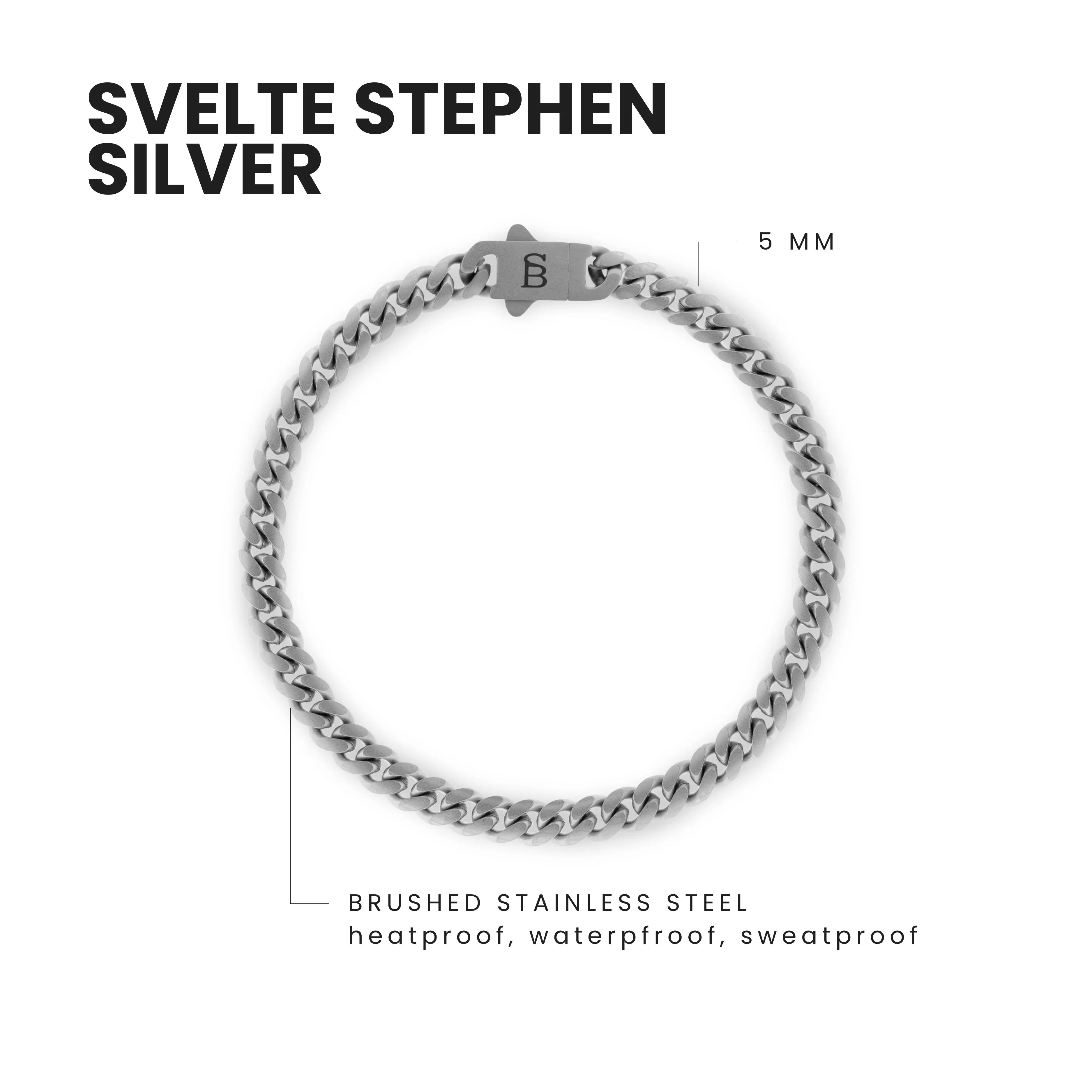 Svelte Stephen 5mm Chain Bracelet Silver