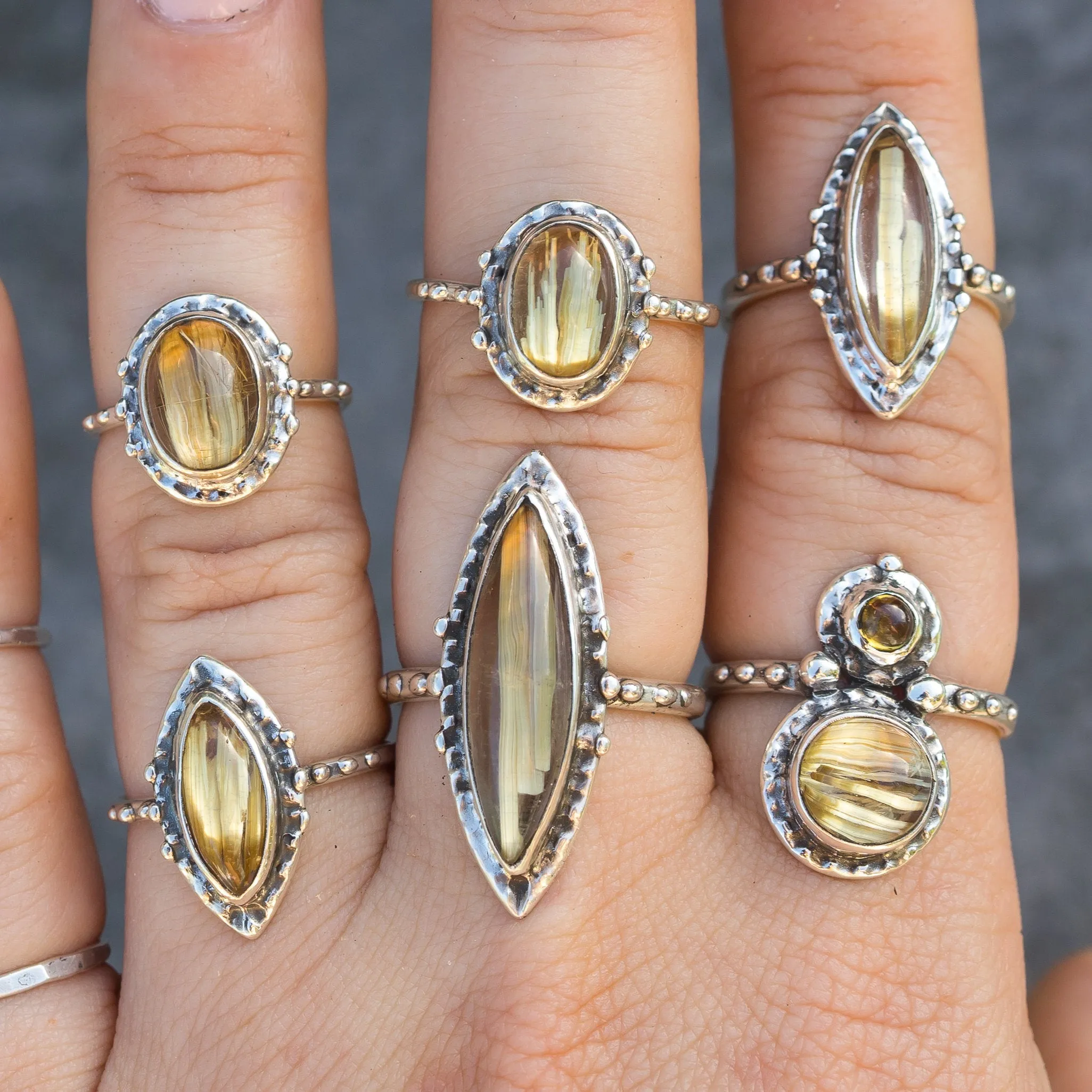 Sz 9 Rutilated Quartz Oval Ring- Sz 9